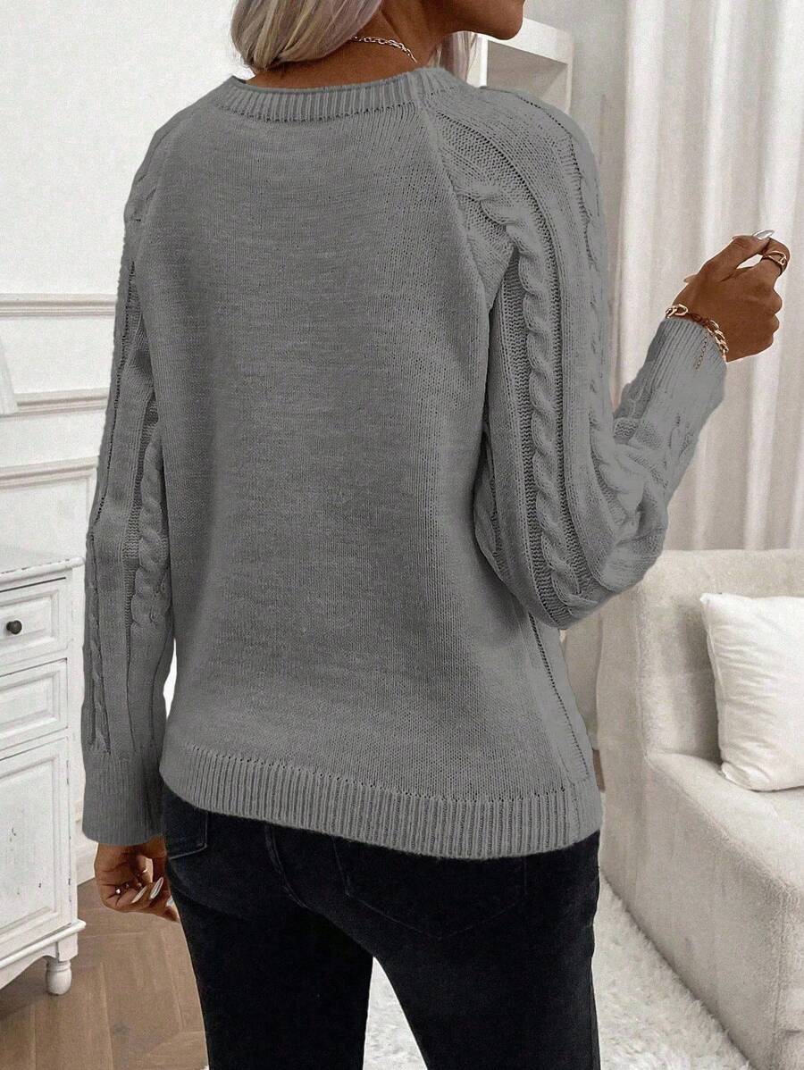 Clara | Button-Detail Cable Knit Jumper