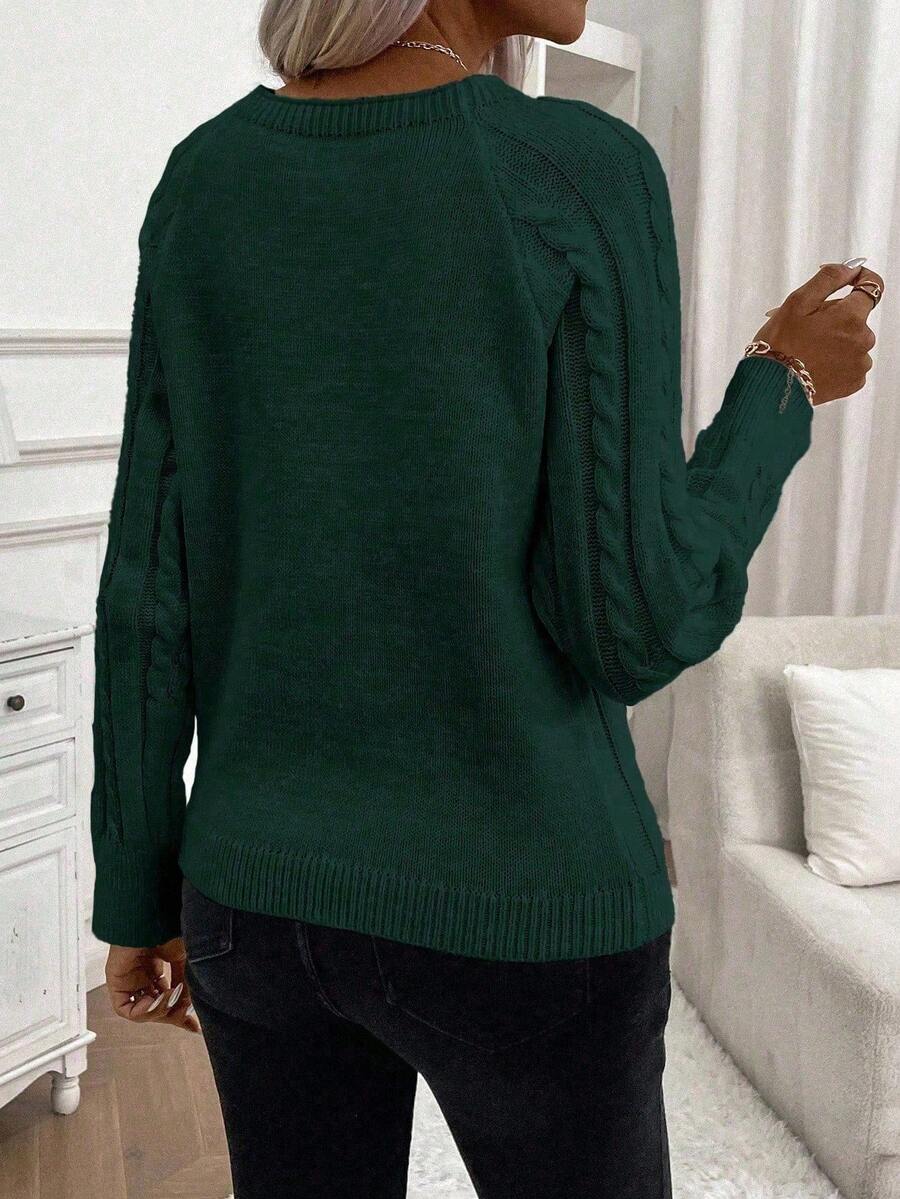 Clara | Button-Detail Cable Knit Jumper