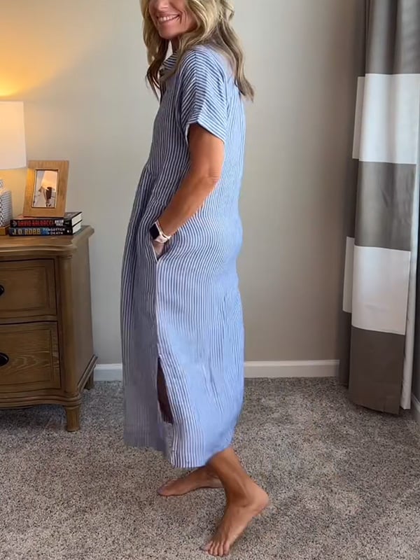 Celira | Striped Button-Up Shirt dress