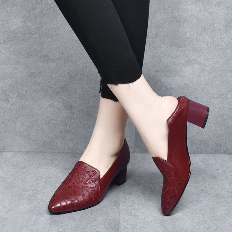 Tonette | Soft Vegan Leather Embroidered Pumps