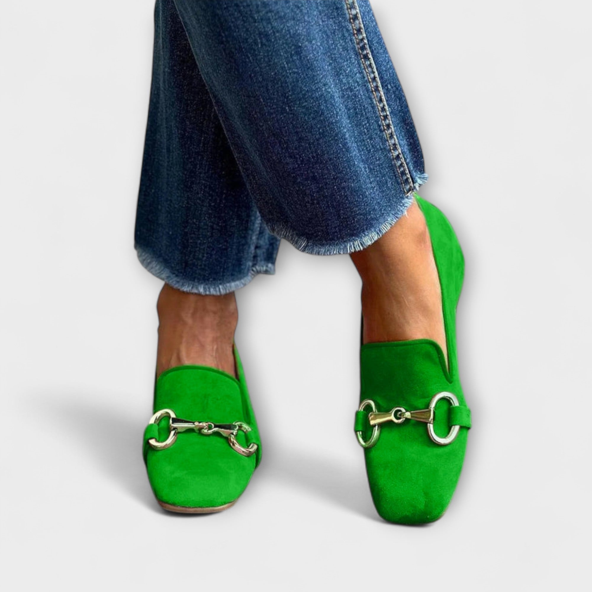Taliah – Suede Loafers with Square Toe and Buckle