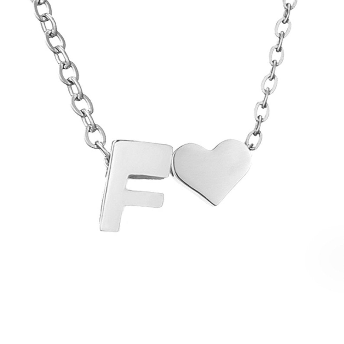 Minimalist Initial Necklace with Heart Charm